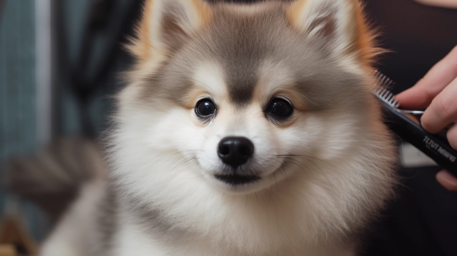 Pomsky bath supplies including a gentle dog shampoo and grooming towel
