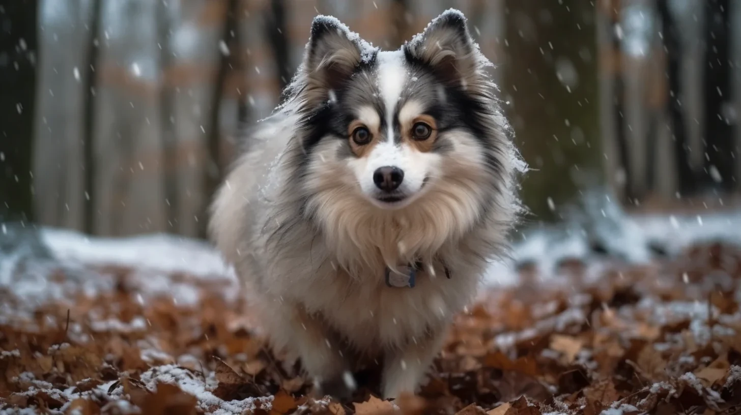 Small northern-type dog in winter woods for an Alaskan Klee Kai breed information and Pomsky owner-fit guide