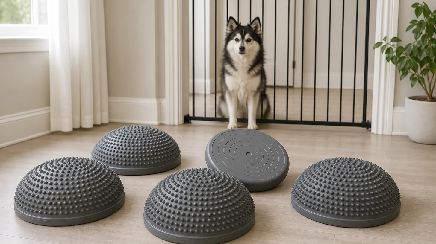 Five matching low balance pods with four textured domes and one flat underside visible