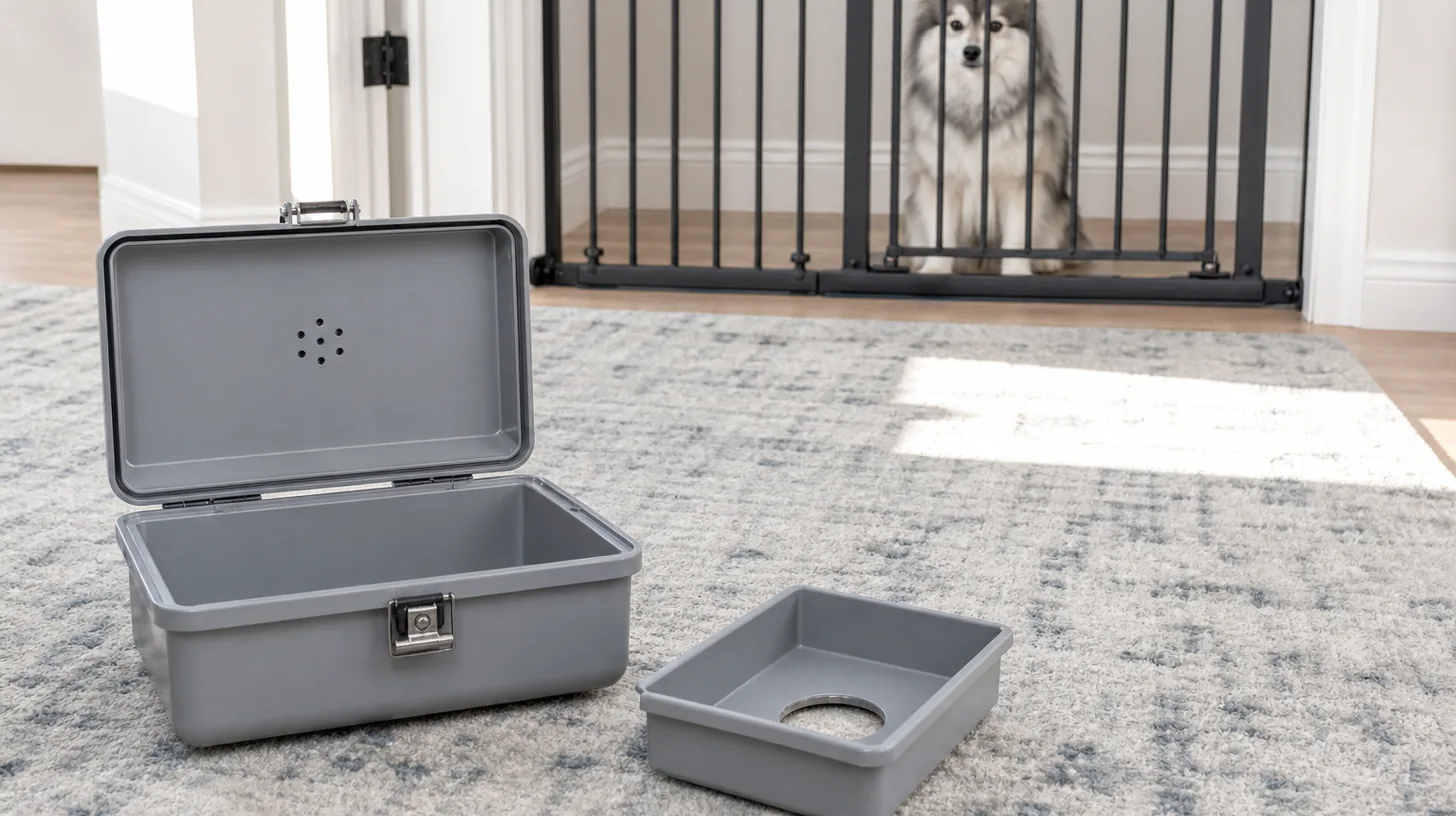 Plain scent-work box with lid, ventilation holes, removable insert and empty interior visible