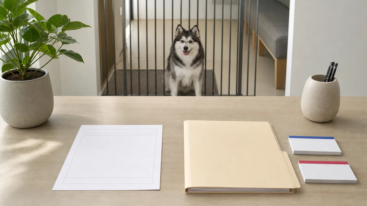Blank generic referral sheet, closed records folder and status cards