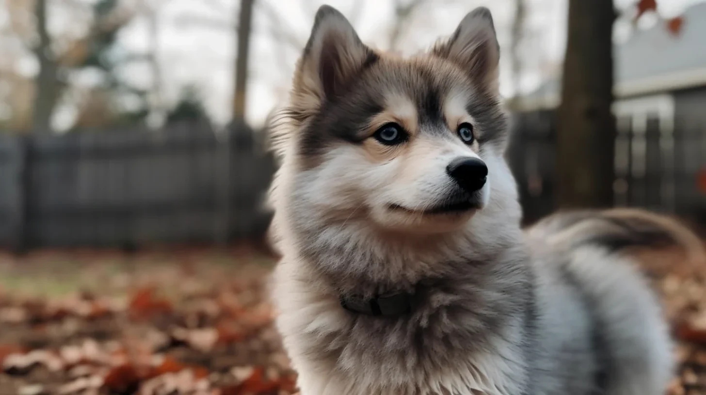 Corgi Pomsky mix owner fit guide showing size, coat, training, exercise, grooming, and health check notes