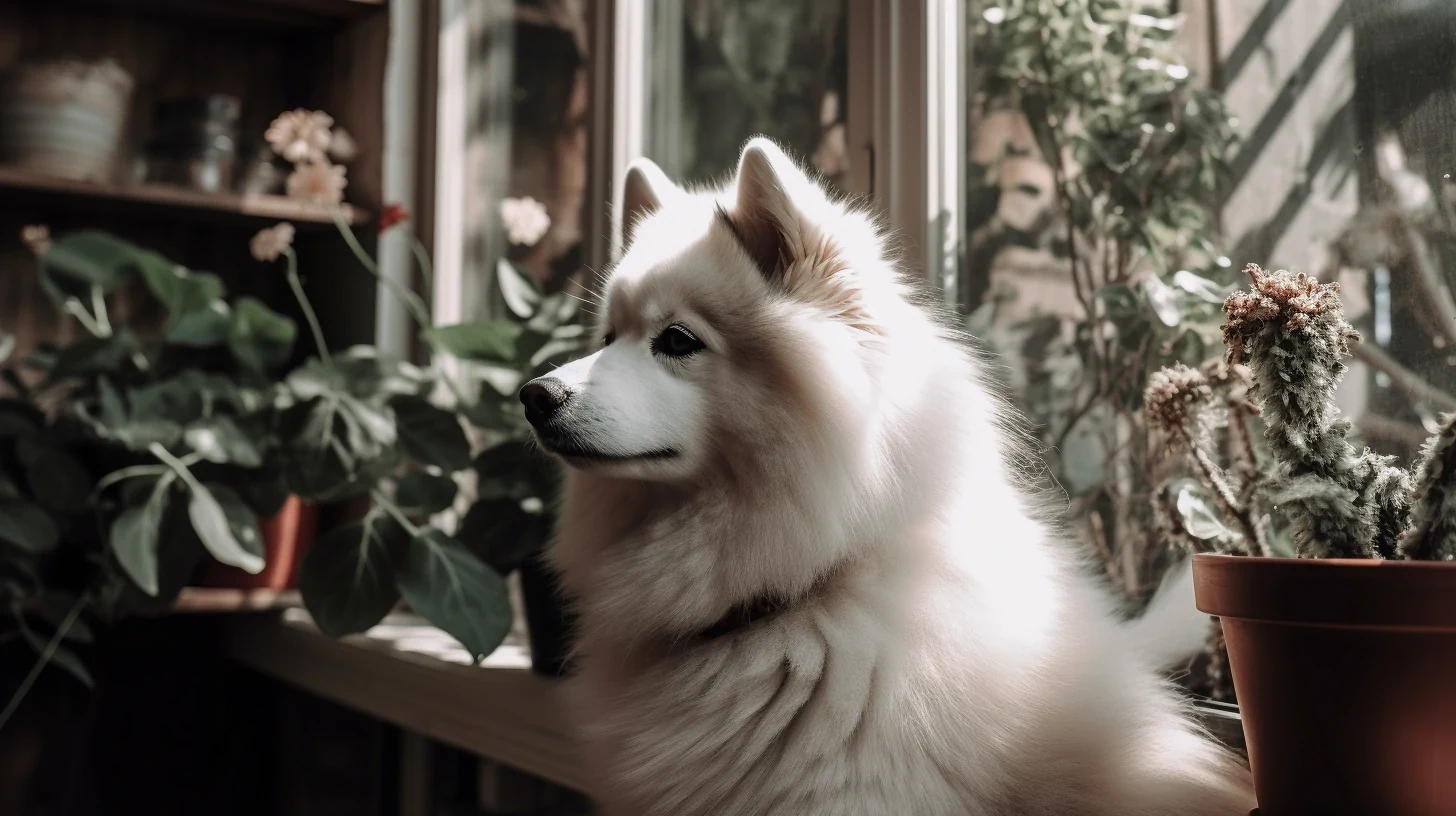 Pomsky resting indoors for a weekly health maintenance checklist